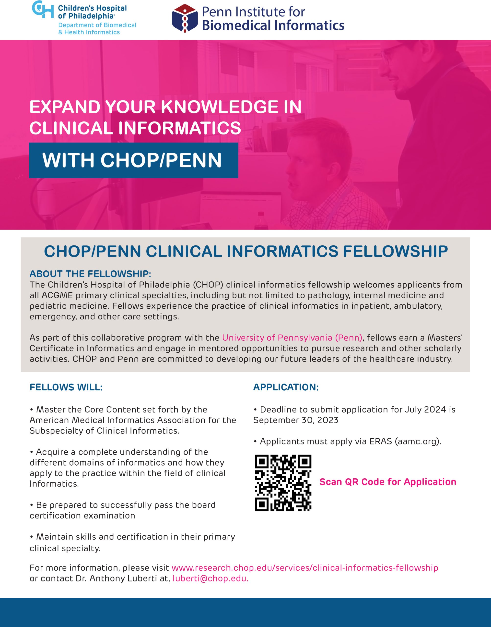 CHOP Informatics Fellowship Flyer
